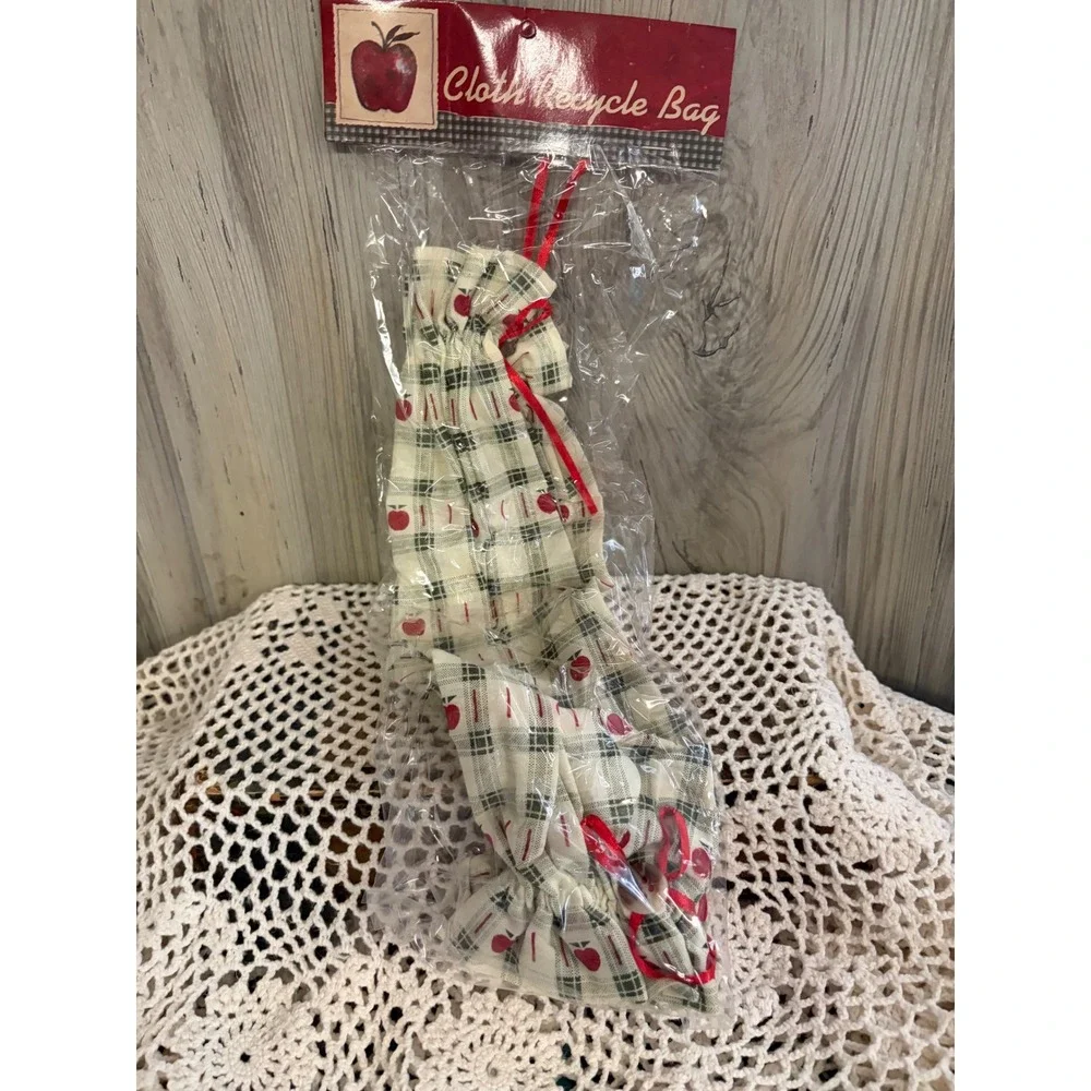 Giftco Cloth Recycle Bag Plaid Apple Grocery Bag Dispenser Holder